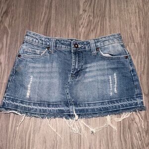Ci Sono Blue Distressed Denim Mini Skirt